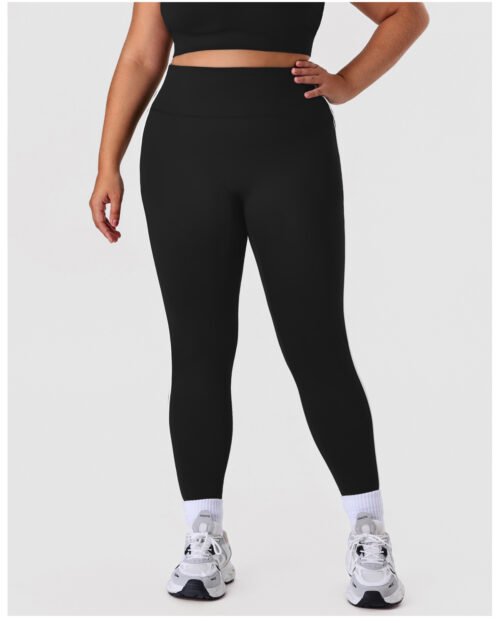 Plus Size Side Stripe Peach Hip Yoga Leggings – High Elastic Fit