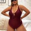 Plus Size Lace-Up High Waist Sexy Bikini Set