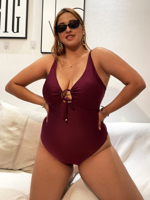 Plus Size Lace-Up High Waist Sexy Bikini Set
