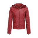 Plus Size Fleece-Lined Faux Leather Hooded Slim Jacket