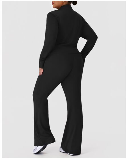 Plus Size Fall Winter Bell-Bottom Workout Set – Slim Fit Activewear