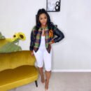 Plus Size Embroidered Faux Leather Varsity Jacket