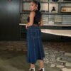 Plus Size Relaxed Fit Casual Denim Long Skirt