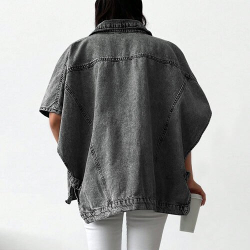 Relaxed Plus Size Denim Drop-Shoulder Jacket