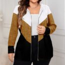 Plus Size Striped Contrast Color Casual Cardigan Coat