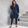 Plus Size Tight Waist Denim Shirt Coat – Fall & Winter