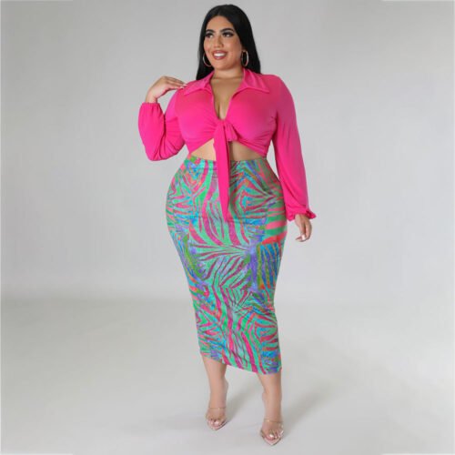 Plus Size Strap Top Hip Skirt Spring Two-Piece Set