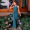 Halter Off Shoulder Slim Waist Evening Jumpsuit