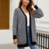 Striped Contrast Long Knit Cardigan Coat