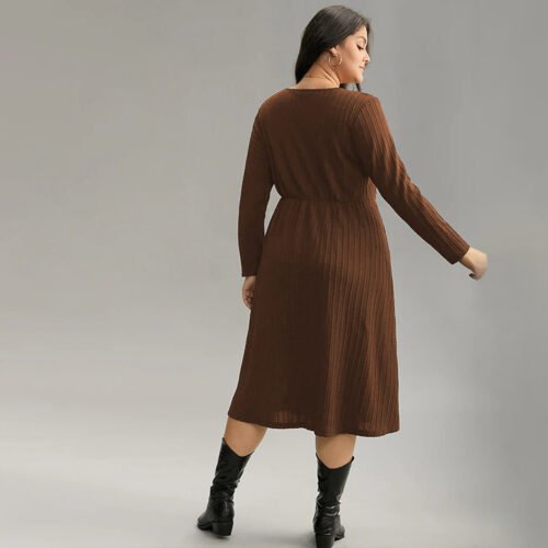 Plus Size Simple V-Neck Office Wind Dress