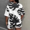 Plus Size Crew Neck Striped Loose-Fit Casual Set