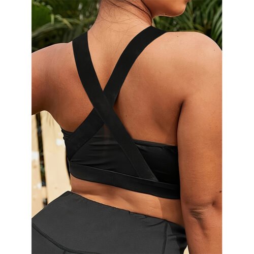 Plus Size Mesh Stitching Beauty Back Sports Bra