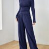 Casual Wide Leg Trousers Two-Piece Set