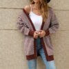 Striped Contrast Long Knit Cardigan Coat