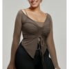 Plus Size Long Sleeve Abdominal Shaping Yoga Blouse