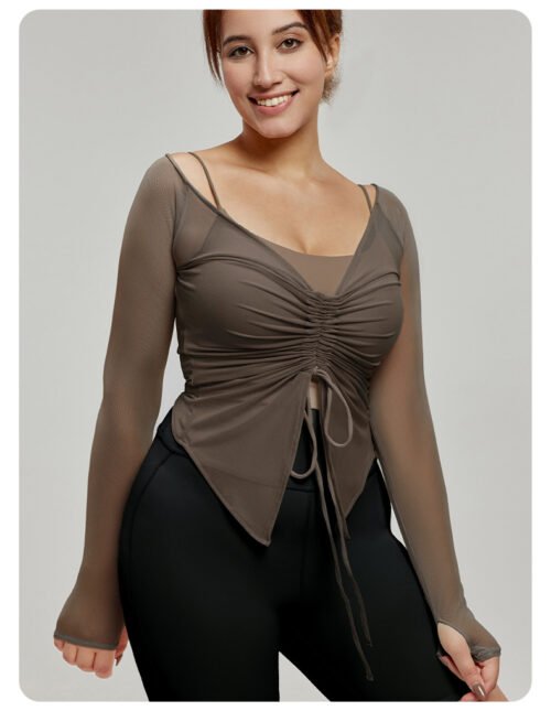 Plus Size Long Sleeve Abdominal Shaping Yoga Blouse
