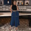 Plus Size Relaxed Fit Casual Denim Long Skirt
