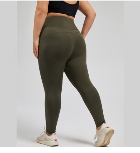 Plus Size High Waist Patchwork Yoga Pants with Pockets