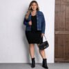 Classic Plus Size Long Sleeve Denim Coat