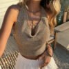 Halter Hollow Out Waist Exposure Top