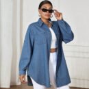 Stylish Plus Size Loose-Fit Denim Shacket