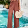 Spring Summer Solid Color Loose Wide Leg Trousers for Women