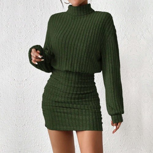 Elegant Autumn Winter Slim Intellectual Mini Dress