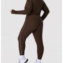 Plus Size Autumn Winter Nude Feel Zipper Yoga Set