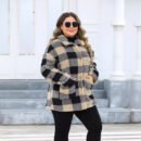 Plus Size Thickened Plaid Fleece Coat with Turn-Down Collar