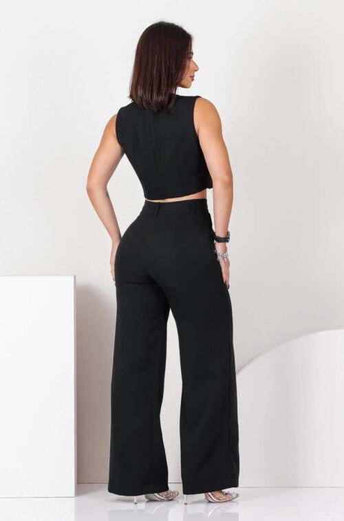 Solid Color Sleeveless Cropped Two Piece Casual Set