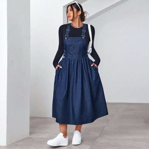 Plus Size Slimming Large Hem Suspender Maxi Dress