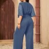 Plus Size Sexy Bow Lace-Up High Waist Jumpsuit for Spring & Summer