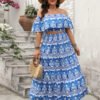 Women’s Off-Shoulder Crop Top & Maxi Skirt Summer Set
