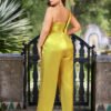 Plus Size Satin Off-Shoulder Straight-Leg Party Jumpsuit
