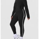 Plus Size Contrast Color Nude Feel Yoga Two-Piece Set