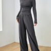 Casual Wide Leg Trousers Two-Piece Set