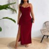 Plus Size Red High Waist Halter Dress