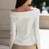 Diagonal Collar Long Sleeve Casual T-Shirt