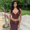 Metal Tube V Neck Halter Backless Two Piece Summer Set