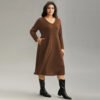 Plus Size Simple V-Neck Office Wind Dress