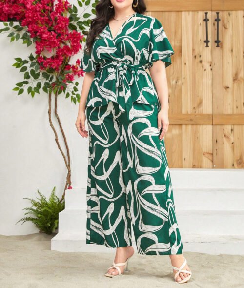 Plus Size Sexy Bow Lace-Up High Waist Jumpsuit – Summer Style