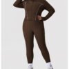 Plus Size Autumn Winter Nude Feel Zipper Yoga Set