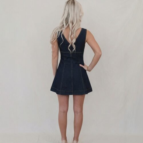 Women’s Summer Sleeveless V-Neck Waist-Control Denim Dress