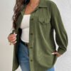 Plus Size Denim Shacket Single Breasted Outerwear