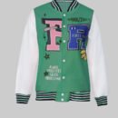 Plus Size Casual Letter Graphic Stitching Jacket