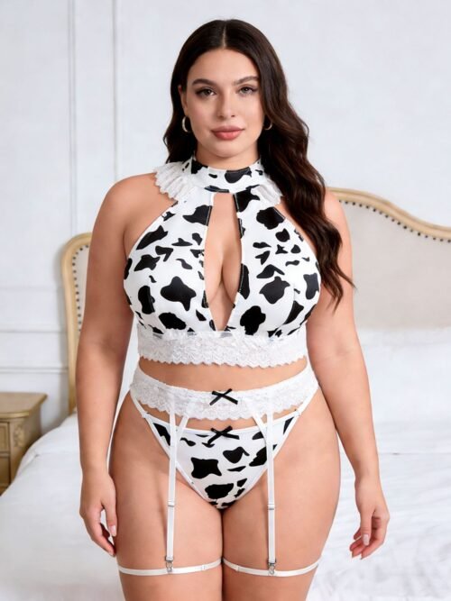Plus Size Seductive Cow Role Play Lingerie