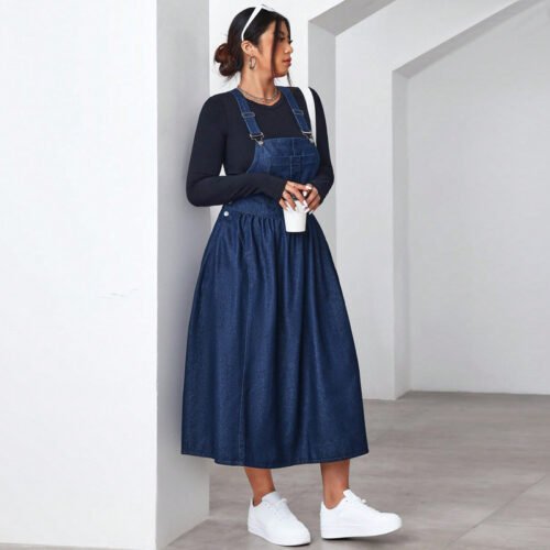 Plus Size Slimming Large Hem Suspender Maxi Dress