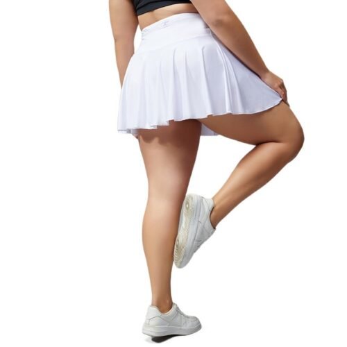 Plus Size Quick-Dry Tennis Skirt with Built-In Shorts – Breathable Fitness Skort