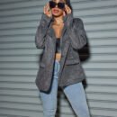 Plus Size Collared Shiny Office Cardigan Blazer