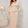 Plus Size Loose Long Sleeve Asymmetric Skirt Set
